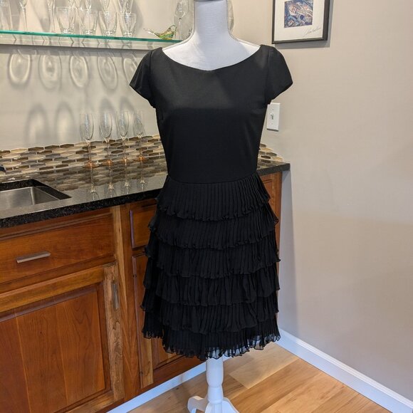 Stunning Silk Tiered Little Black Dress Cocktail Prom Formal Wedding Party Date - Picture 1 of 6